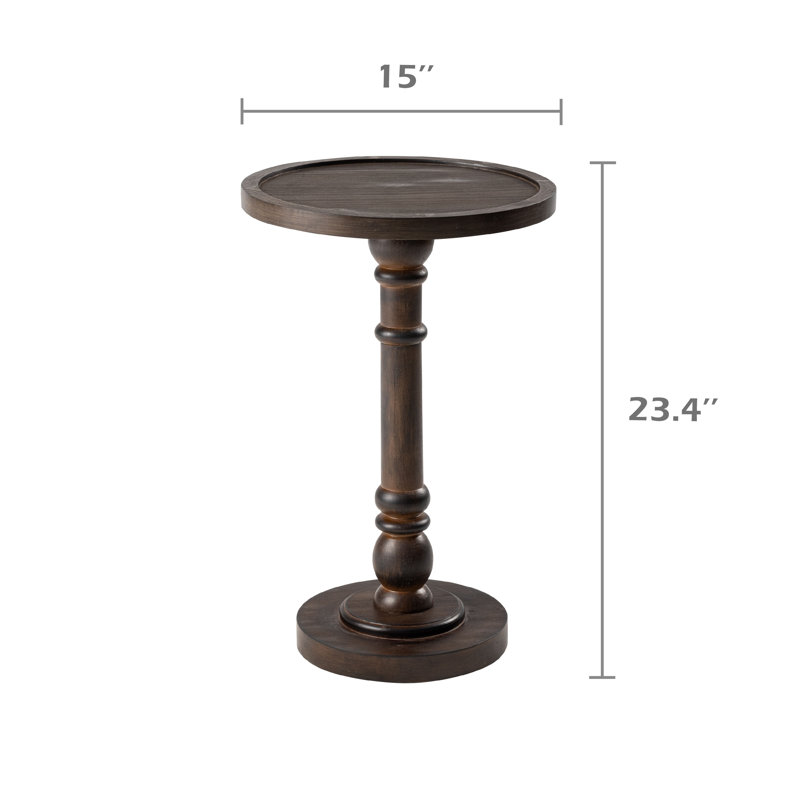 Espresso Round Wood Pedestal Tray Top End Table