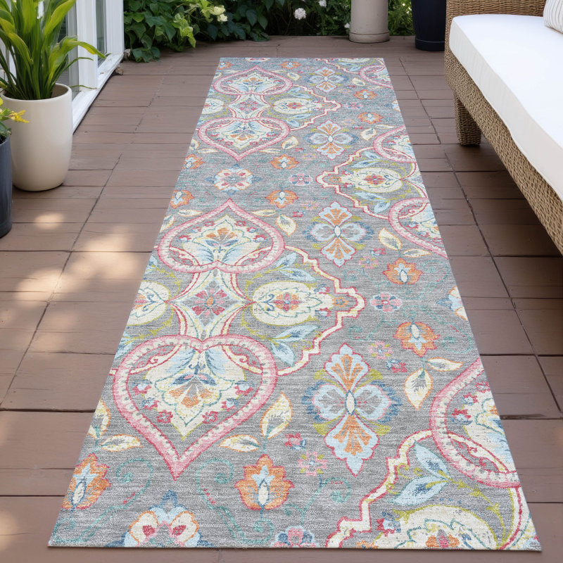 Machine Washable Indoor/Outdoor Husby ACN2207 Bohemian Rug, Runner 2'3" x 7'6"