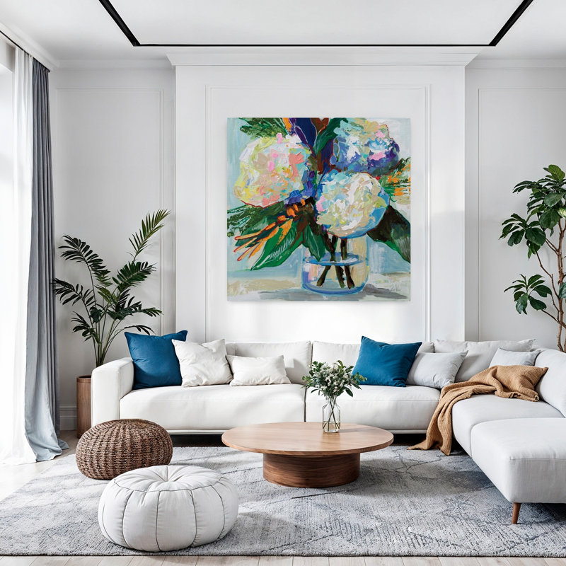 Courtesy, fleur d'hortensia contemporaine, H 48 po x l 48 po
