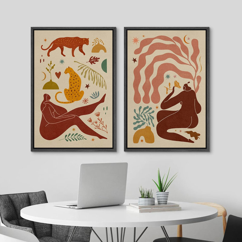 «Bright Preppy Animals» Mid-Century, Noir, H 24 po x l 32 po x P 1,5 po