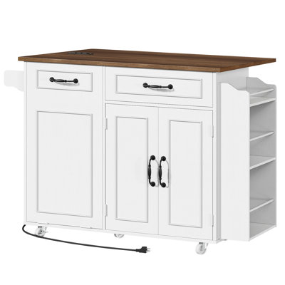 39.4" Kitchen Island with Power Outlet & Drop Leaf by Winston Porter