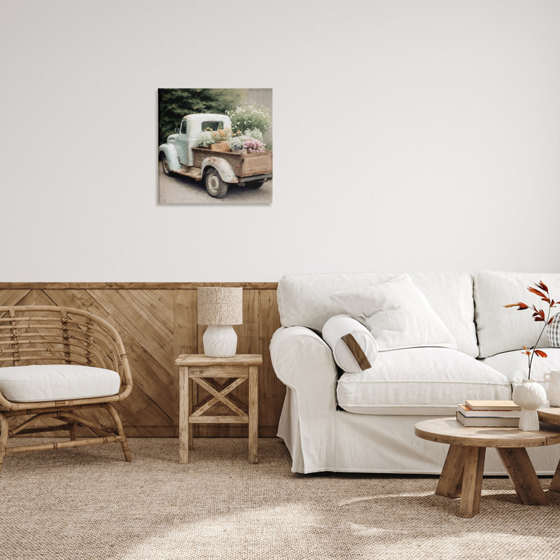 Vintage Truck with Country Florals Canvas Wall Art, 24 x 24