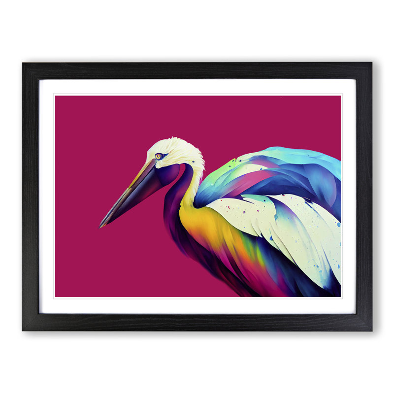 XH1022-6866X Pelican - Single Picture Frame Painting, 46cm H x 64cm W x 2cm D, Black Framed