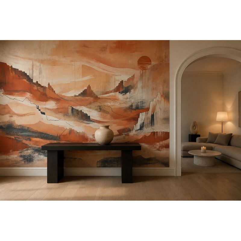 Papier peint abstrait paysage désertique Canyon, 200 po x 120 po, Peler et coller