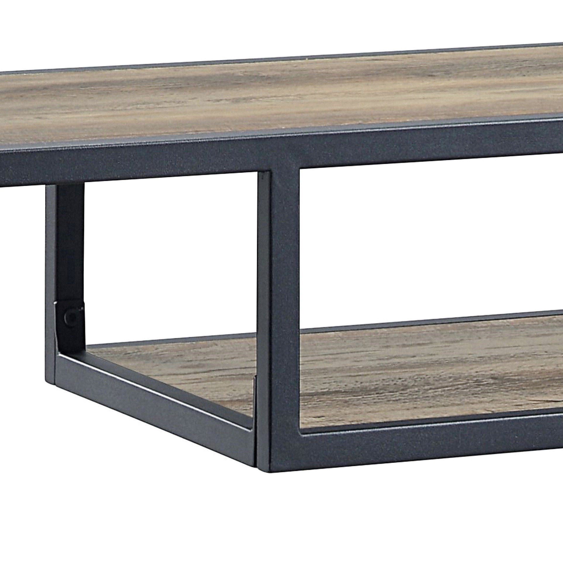 Latitude Run® Rustic Table With Storage Shelves - Modern Industrial ...