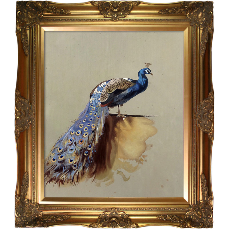 Peacock-cadre photo sur toile Luxury Line, H 32 po x l 28 po x P 2 po, Or victorien