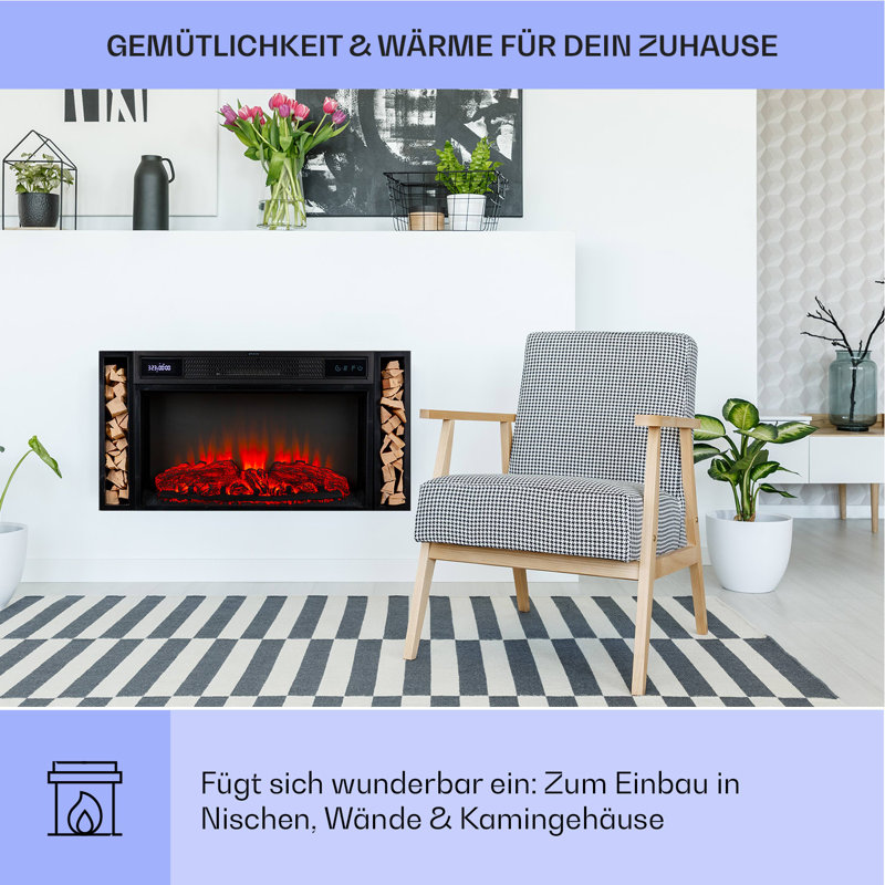 Klarstein 90cm W Black Electric Fireplace