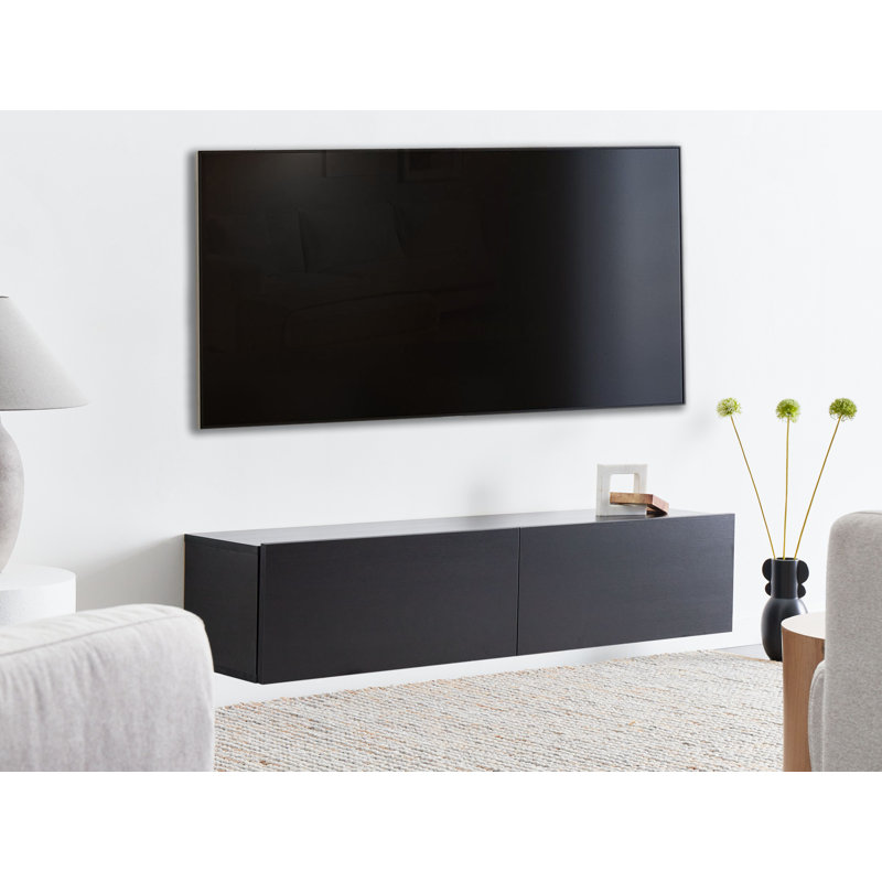 Wall Mounted TV Stand GLADSTONE, 30cm H x 140cm L x 40cm W, Black