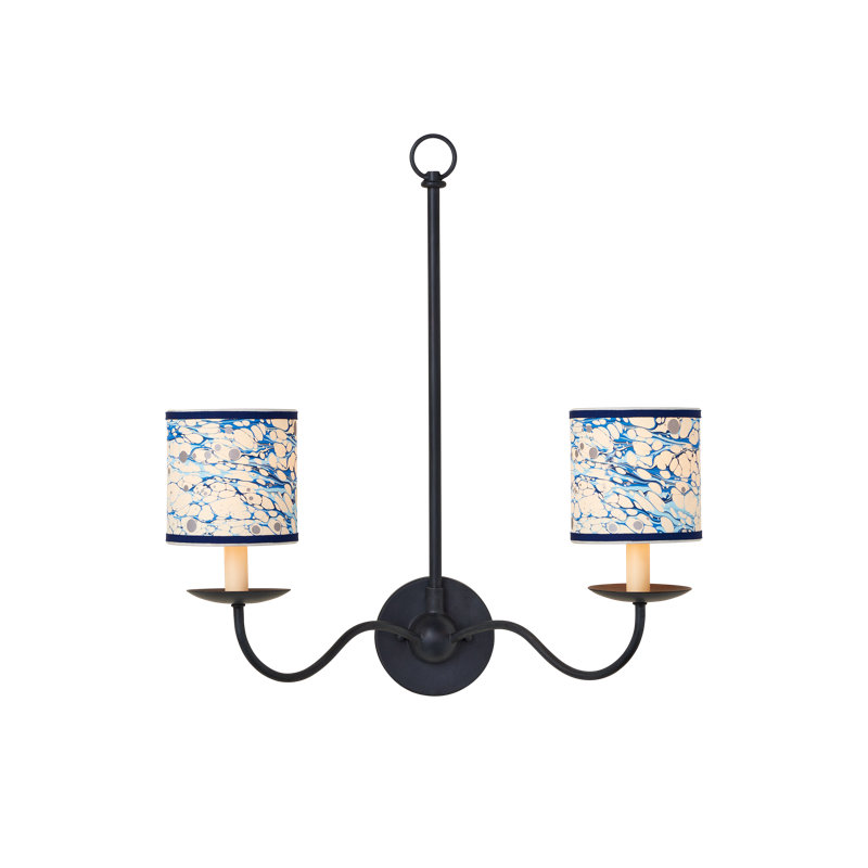 Marble Blue Lace Paper Drum Chandelier Shade