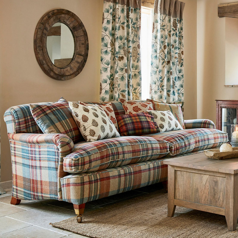 Canapé simple en tissu écossais