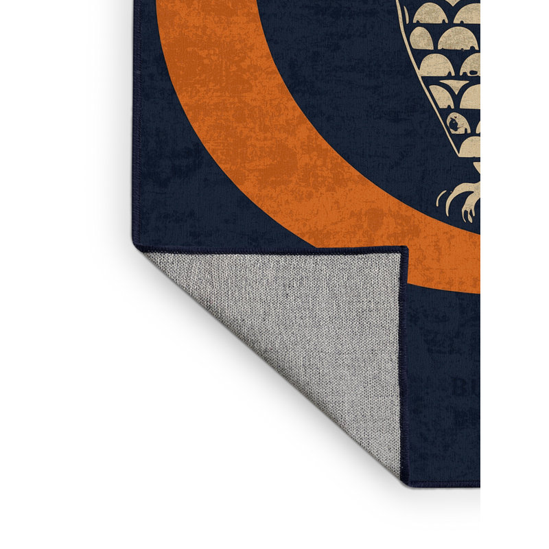 Machine Washable Rhawnhurst Halloween Modern & Contemporary Abstract Rug in Gray – Navy Binding, 3x5