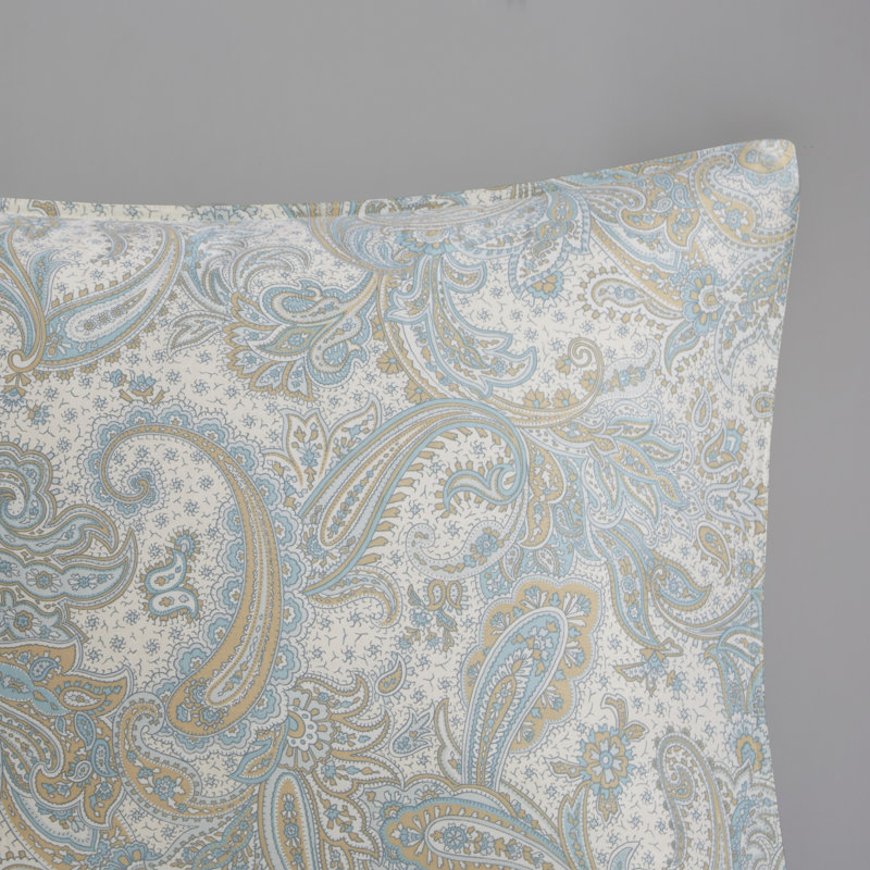 Ivory Cotton Queen Comforter Set with Paisley Print