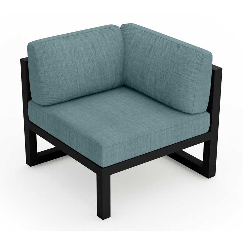 Avion Patio Chair with Sunbrella Cushions, Cast Lagoon Sunbrella® Plainweave, Black