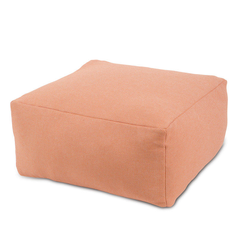 Harris Upholstered Pouf, Grapefruit Cotton Blend