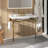 36" Bathroom Console Sink, Wall-Mounted Ceramic Vanity Basin With 3 Pre-Drilled Faucet Holes, Freestanding Stainless Steel Support Legs With Towel Bar-1365840834-1365840892