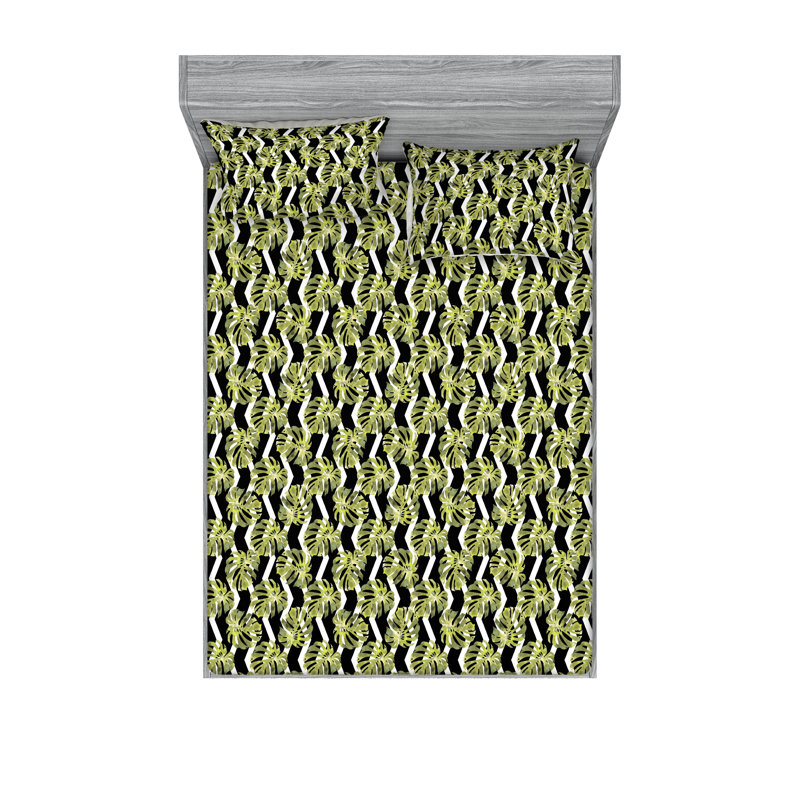 Drap-housse et taies décoratives 3 pièces Ambesonne, Ensemble de draps pour grand lit avec 2 taies d'or