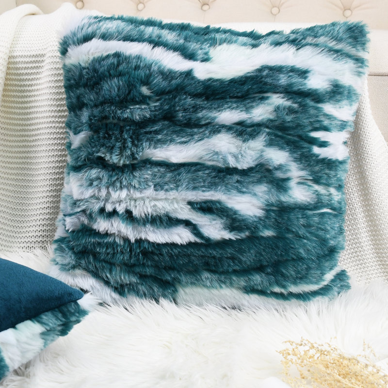 Housse de coussin jacquard, 20 po x 20 po, Bleu sarcelle foncée