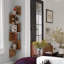 Mykya Rustic 5 Tier Floating Corner Shelf Industrial Rustic Brown Home Furniture