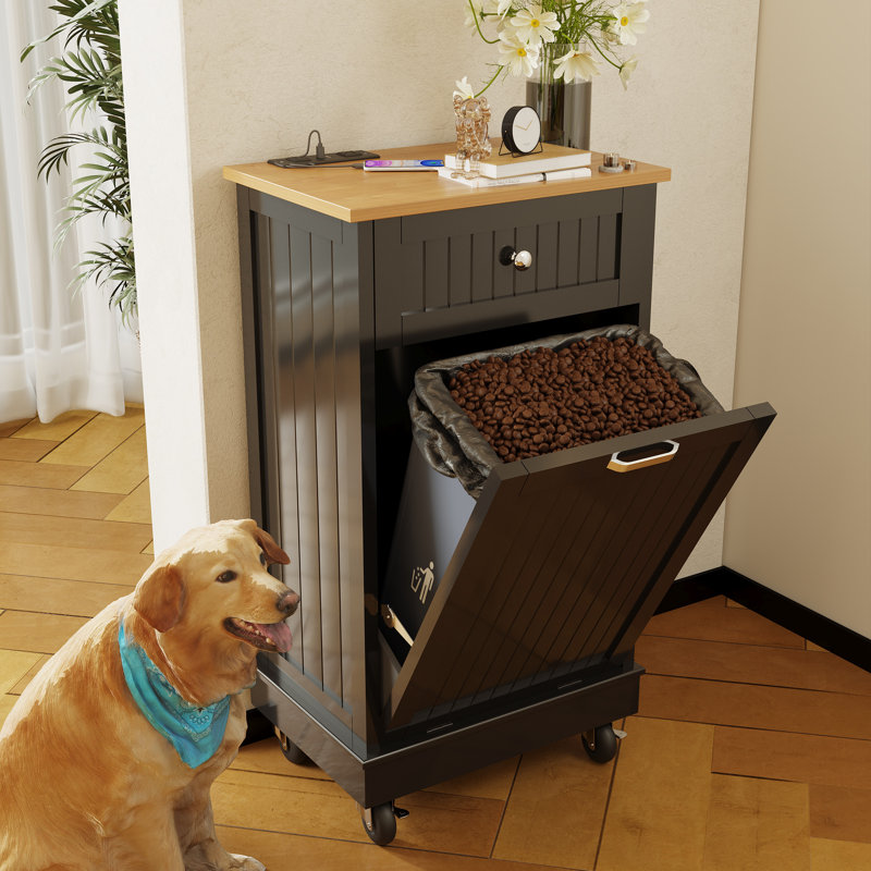 Poubelle 10 gallons en bois manufacturé, Noir