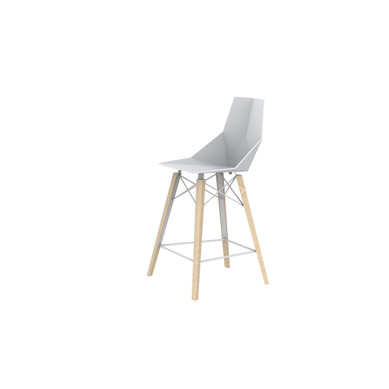 Tabouret de comptoir Faz Wood - ensemble de 4 - base / injection, Blanc / naturel