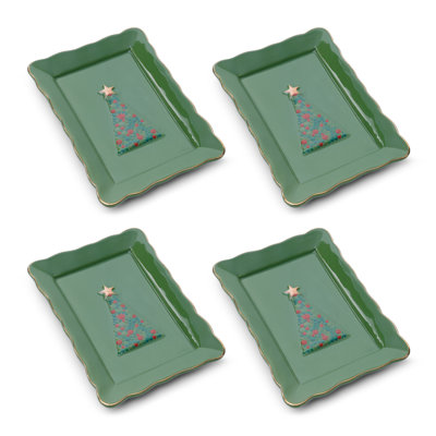 Ensemble de 4 coupelles rectangulaires en céramique de Noël