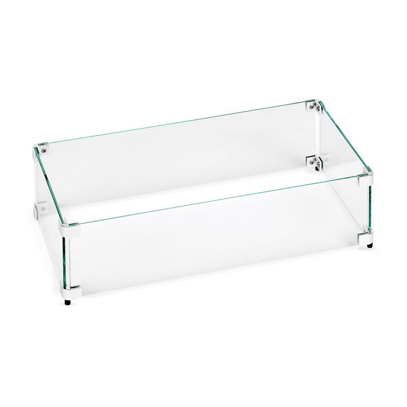 Rectangular Tempered Glass Flame Guard for Fire Pit Pan