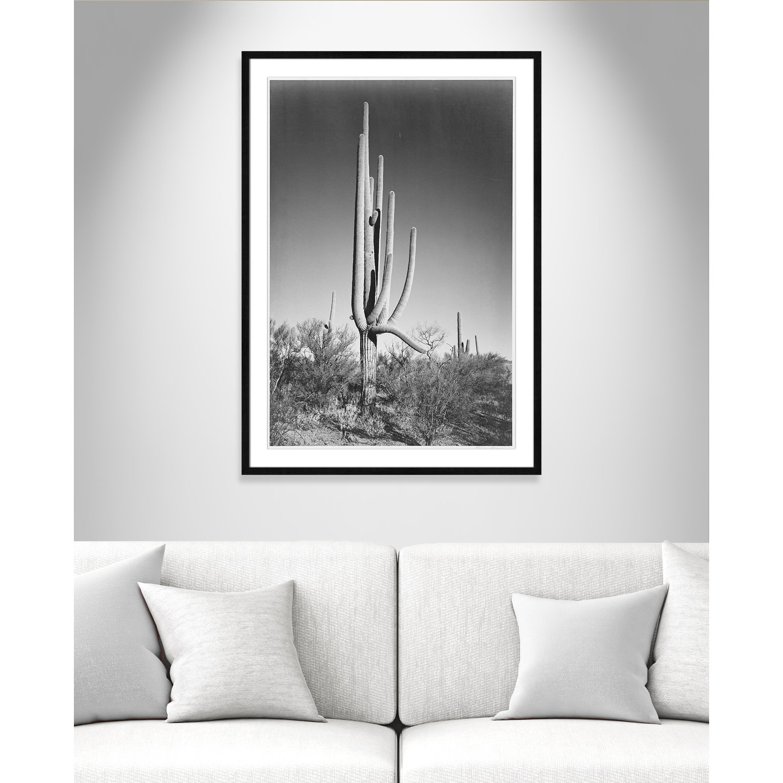 Saguaro National Monument Print by Ansel Adams, Black, 41.5" H x 29.5" W x 0.75" D