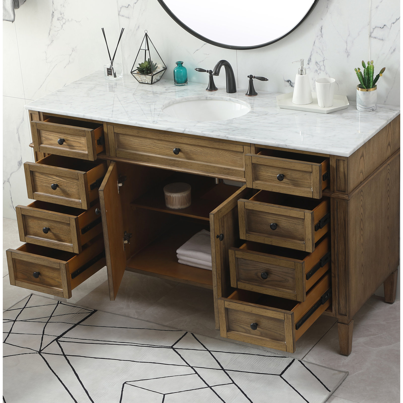 Rivers 60'' Single Bathroom Vanity, Dark Brown