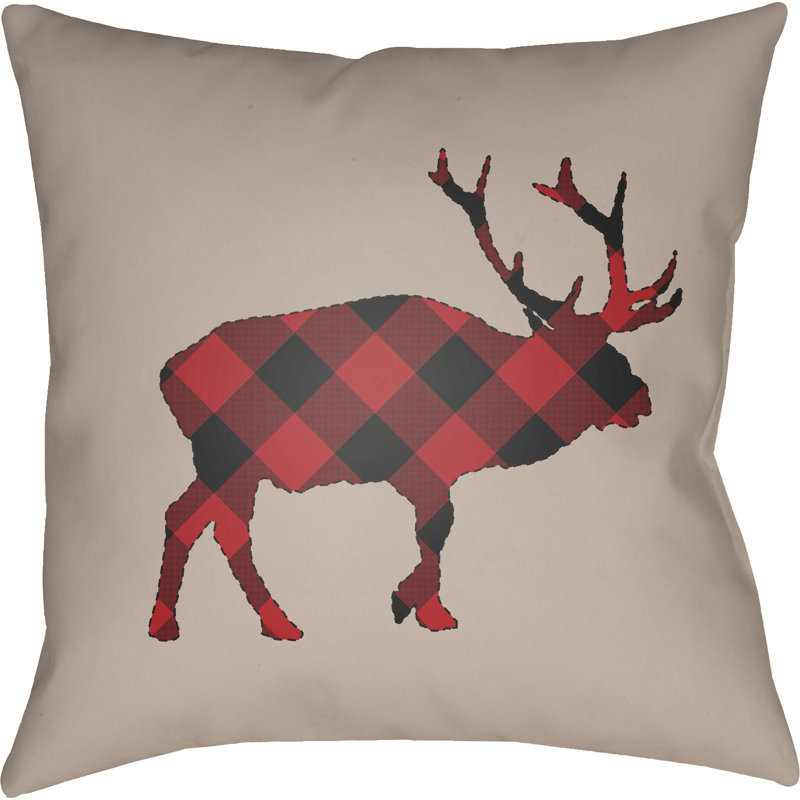 Buffalo Indoor/Outdoor Throw Pillow, Black/Neutral, 20" H x 20" W x 4" D