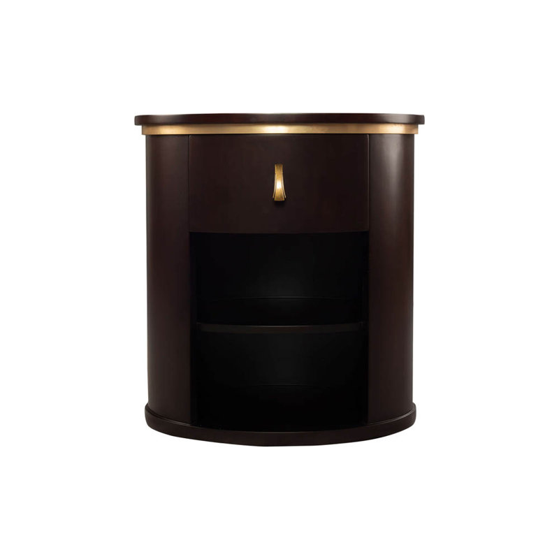 Aliyanah 60cm W Solid Wood Bedside Table, Dark Brown