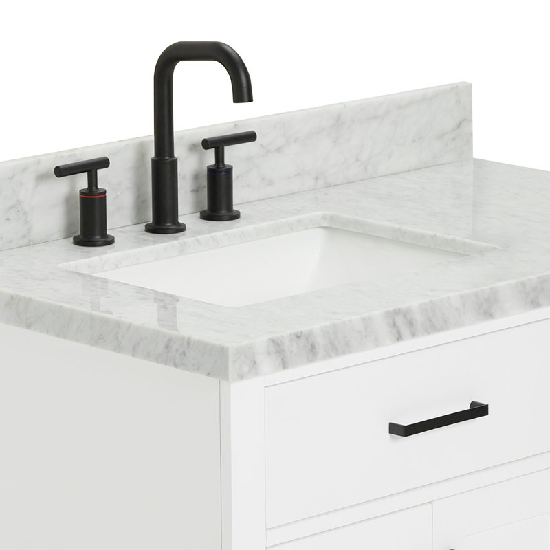 ARIEL HEPBURN 37 IN RIGHT OFFSET RECTANGULAR SINK VANITY 1,5 IN, Left, Rectangular, White