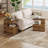 C-Shaped End Table with 2-Tier Storage, Rustic Brown Sofa Side Table