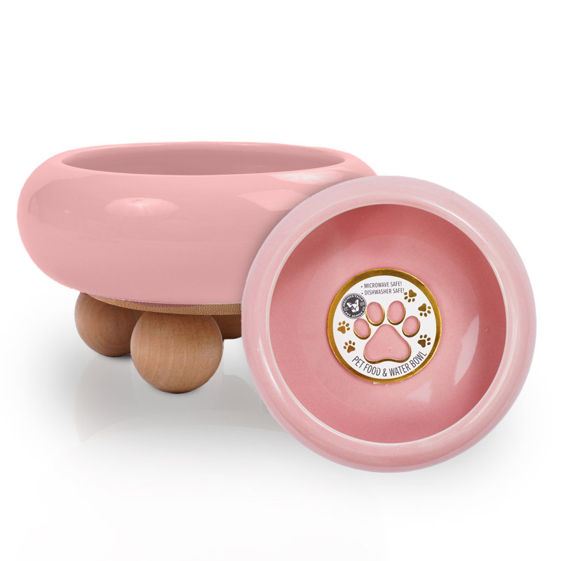 P.t. Bol surélevé en grès rose pour animaux Pet Co., Rose
