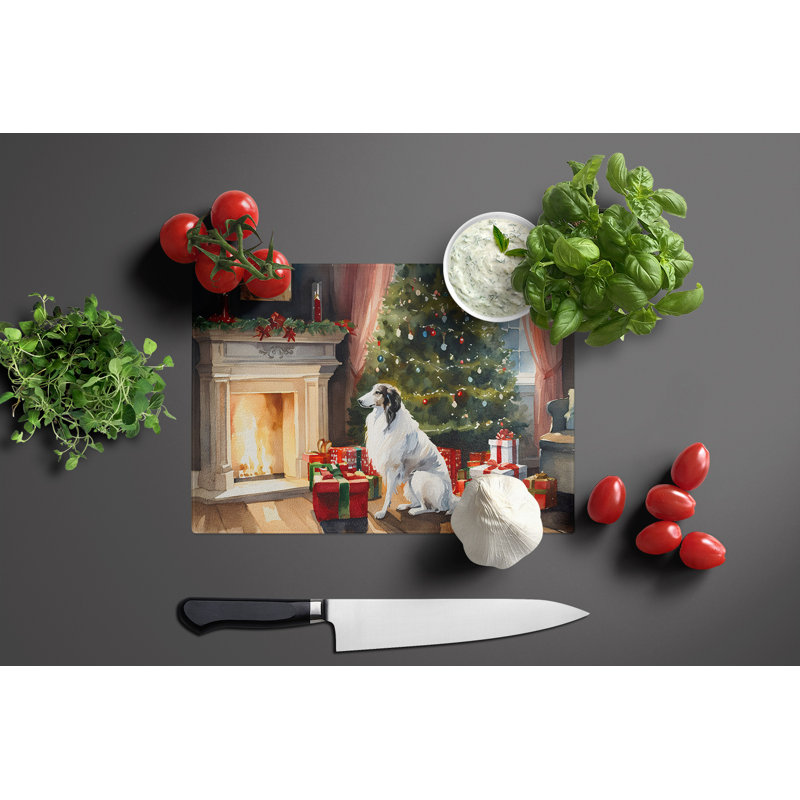 Grande planche à découper en verre Borzoi Cozy Christmas