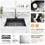 Évier de cuisine en acier inoxydable de calibre 16 - 84 cm (33 po) - Canon de fusil noir - Double cuve et égouttoir inclus - Coin de finition R10