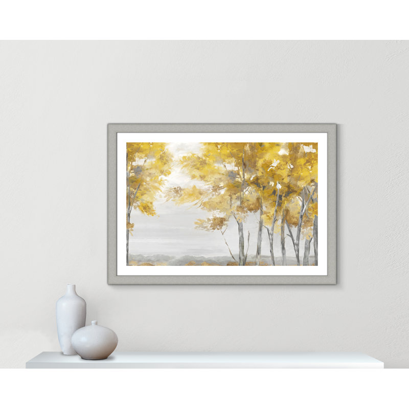 Jaune altruiste - Art encadré autoportant, H 31 po x l 43 po x P 1,25 po, Cadre argent brossé