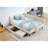 Full Size Upholstered Platform Bed Frame With 2 Storage Drawers, Adjustable Velvet Sofa Bed, Beige-78380680-78380683