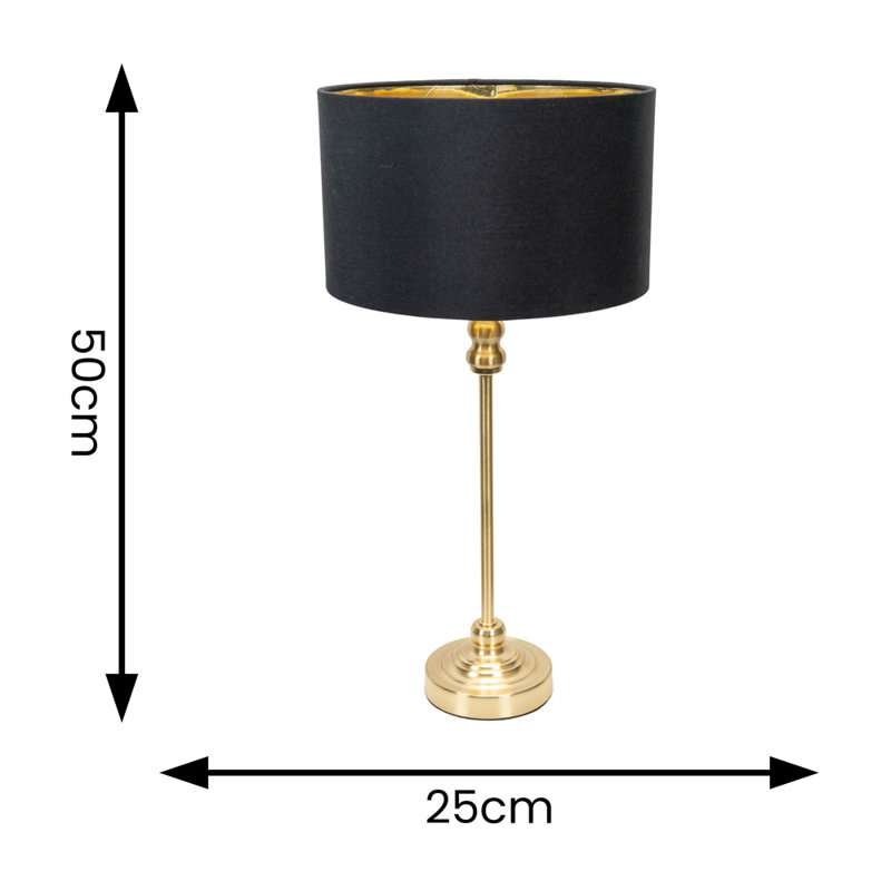 Addisyn Metal Table Lamp, Gold Base/Black Shade, Yes, White