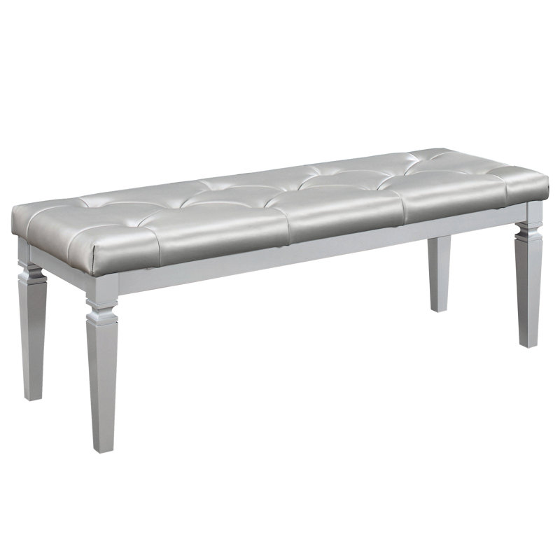 Bedroom Bench With Silver Foam Cushioned Faux Leather Upholstery Furniture And Part