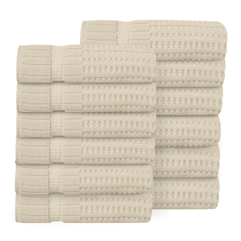 Ensemble de serviettes 12 pièces Willow - 100% coton peigné, 630 g / m² de qualité supérieure, ivoire, ultra-doux et très absorbant (12 serviettes de bain)