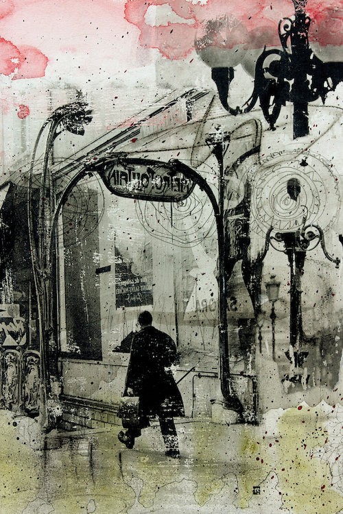 Impression sur toile tendue, "rush hour", H 26 po x l 18 po x P 1,5 po