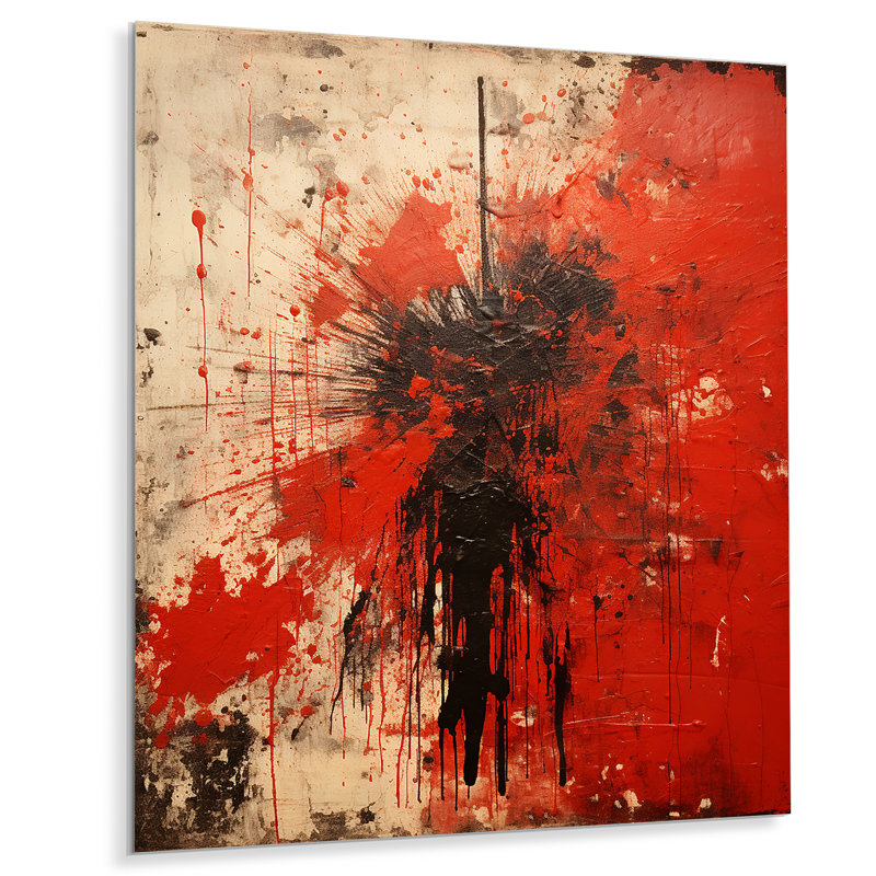 Collages abstraits rouges et brun médiévaux - Art mural abstrait en métal, H 20 po x l 12 po x P 1 po