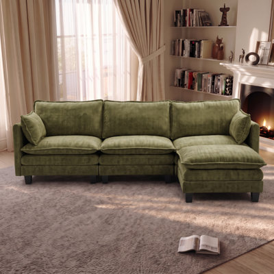 Ensemble de canapé moderne avec repose-pieds individuel assorti, mobilier de salon modulaire avec ports USB intégrés et poches latérales