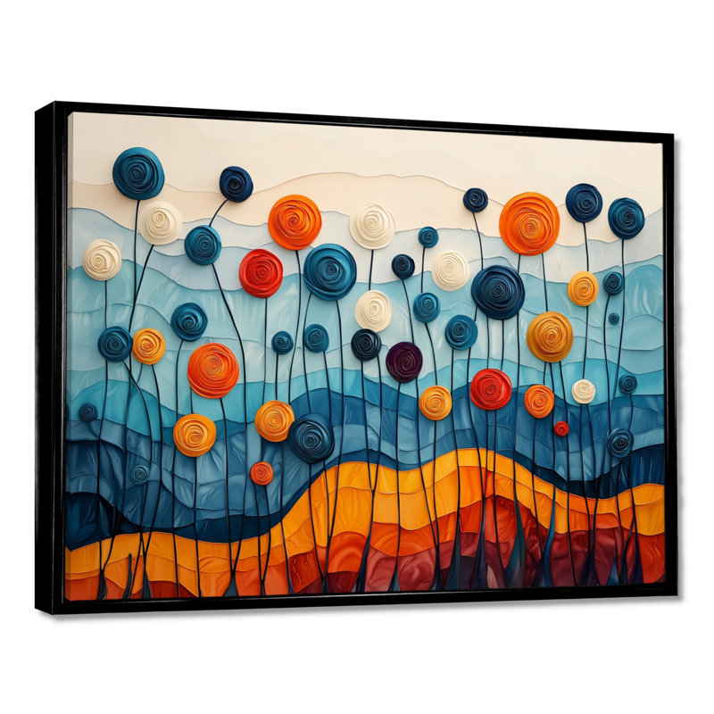 Fantaisie champ de fleurs de renoncule III - Renoncule, art mural, H 16 po x l 32 po, Gold Picture Framed