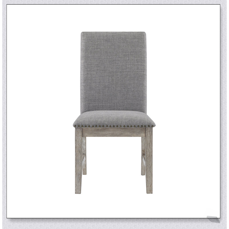 Ensemble de 2 chaises d'appoint rembourrées avec dossier et garniture cloutée avec finition brun gris
