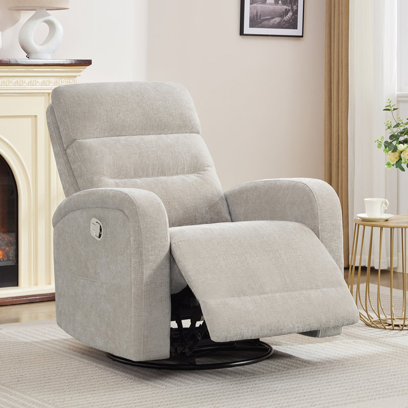 Fauteuil inclinable oscillant et oscillant de 33 po en chenille moderne avec accoudoirs plus larges, double poches pour chambre d'enfant et salon