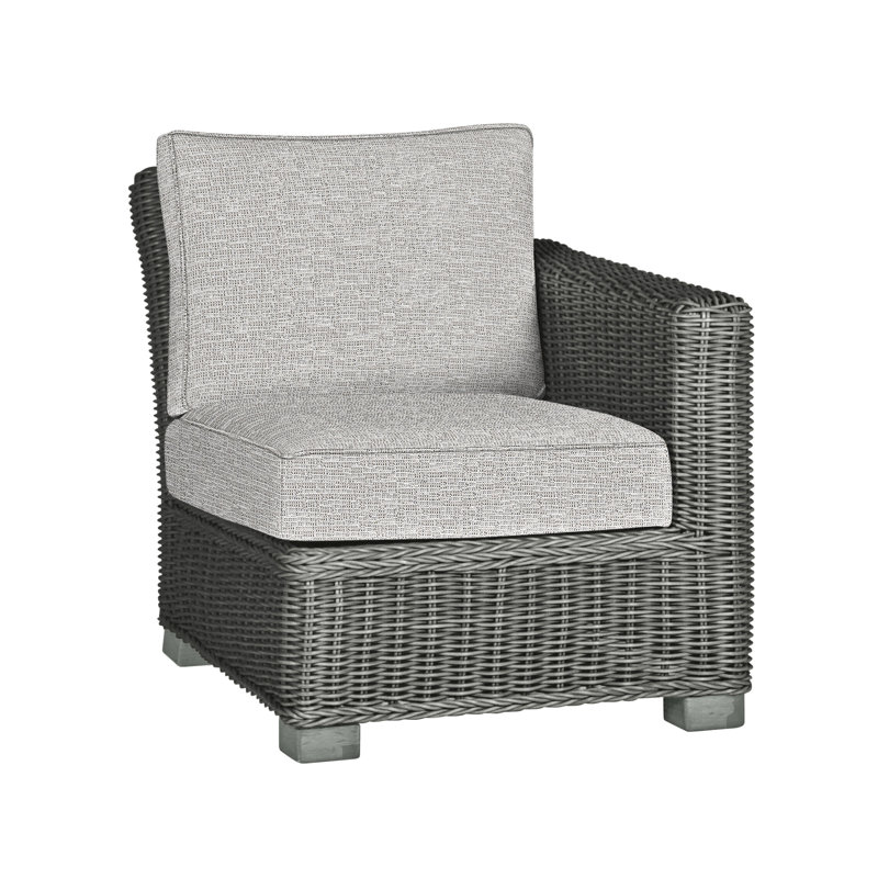 Canapé modulaire d'extérieur en résine tressée rustique N-Dura, Welt, Caramel tweed, Gris ardoise