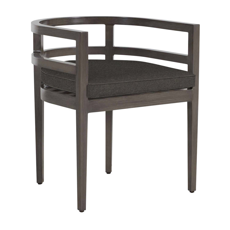 Santa Barbara Aluminum Patio Dining Armchair with Cushion, Welt, Verona Fossil