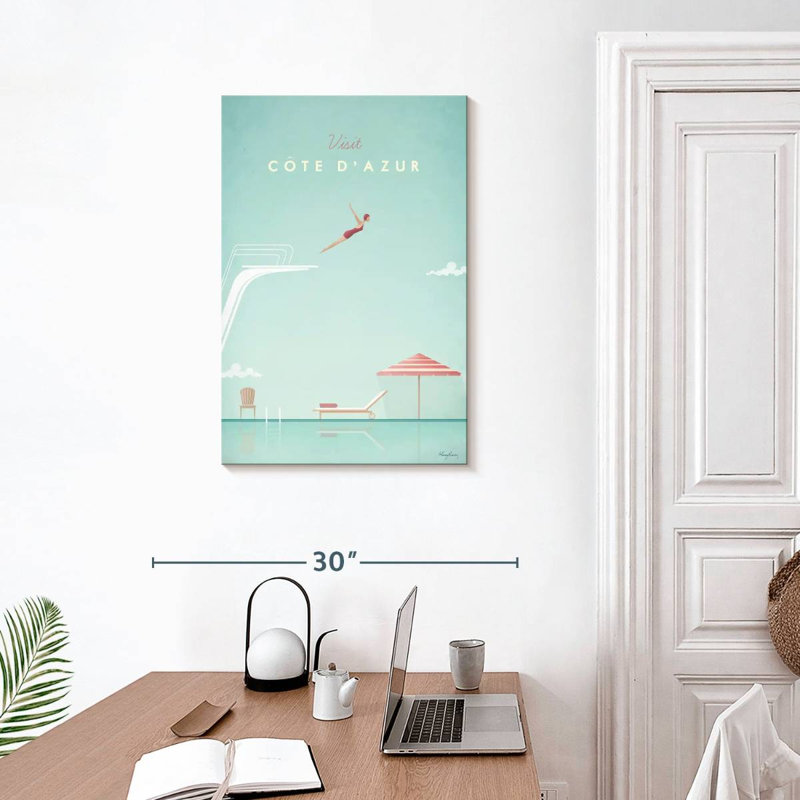 Affiche de voyage rétro Aime Cote D'Azer, H 30 po x l 20 po