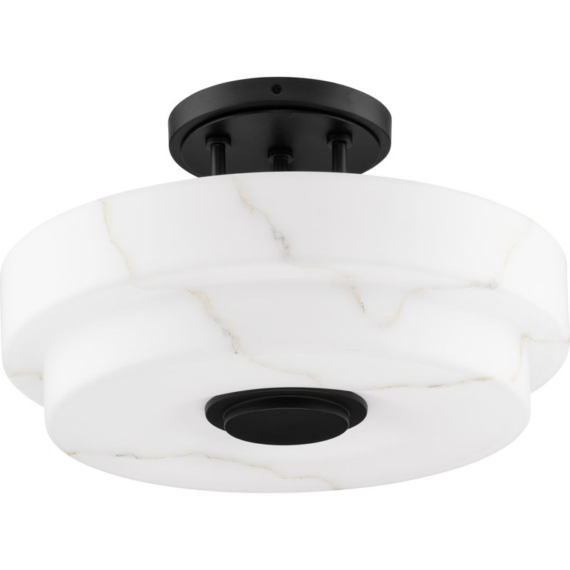 Plafonnier semi-encastré trois lumières de luxe moderne, Noir mat